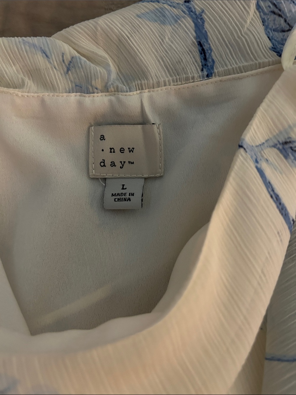 a new day White tiered ruffle dress with Blue Watercolor Details
